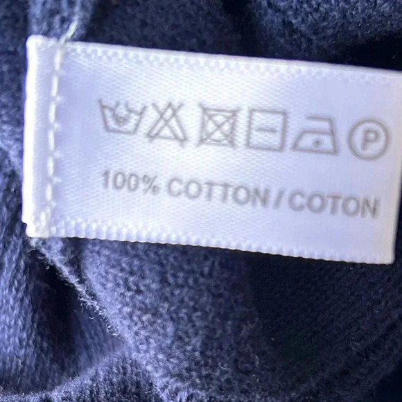 Lisa Todd navy pullover tie cuffs sweater cotton lightweight long sleeves Size L - Picture 7 of 9